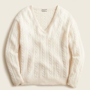 J. Crew Cashmere cable-knit relaxed V-neck sweater - Never worn, Size Medium